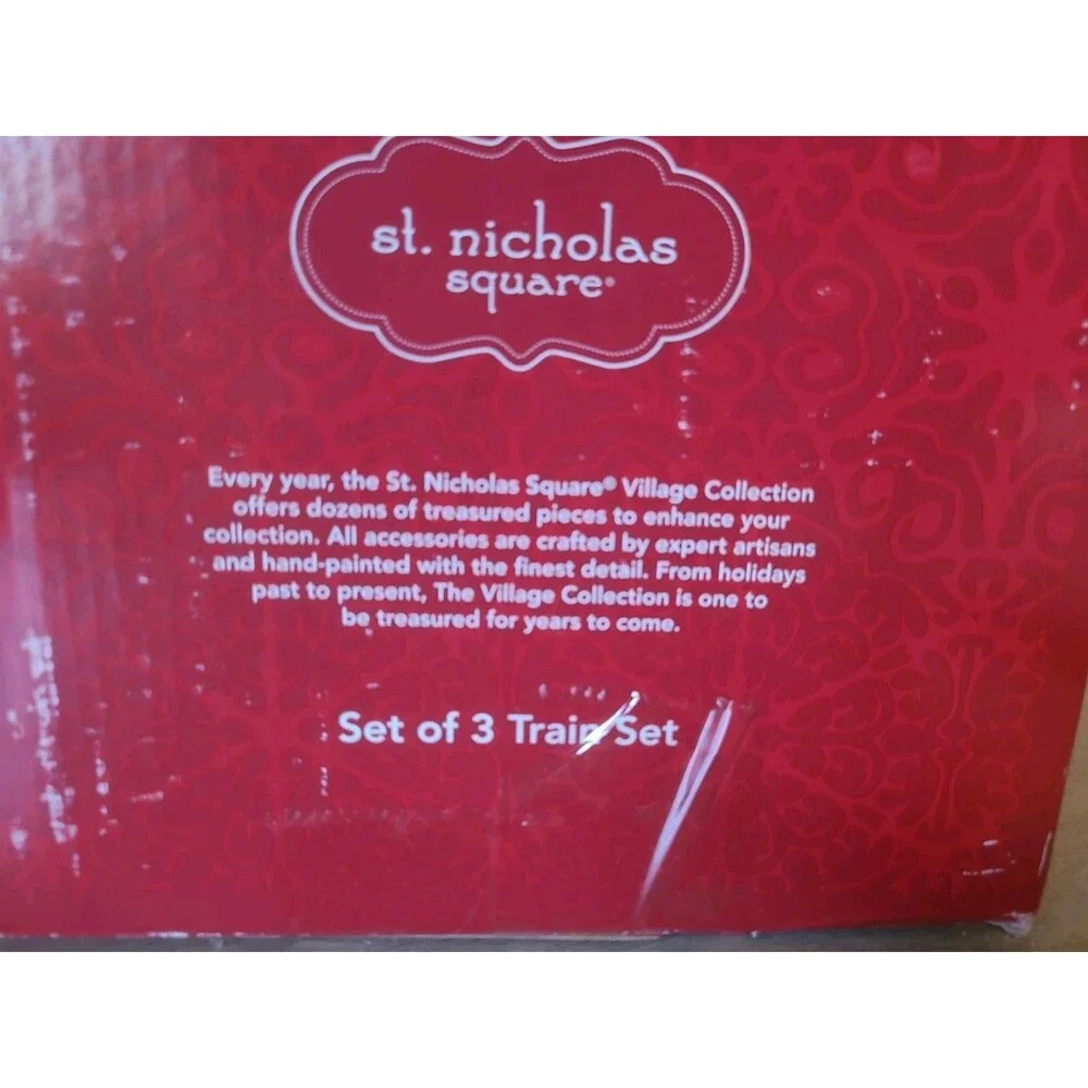 St Nicholas Square Train Set 3 Piece Illuminated Christmas Village Accessory Box